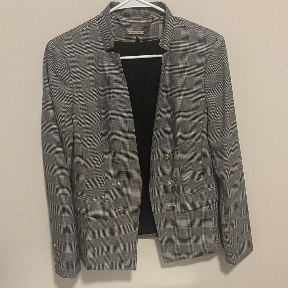 White House Black Market Gray Plaid Women's Blazer